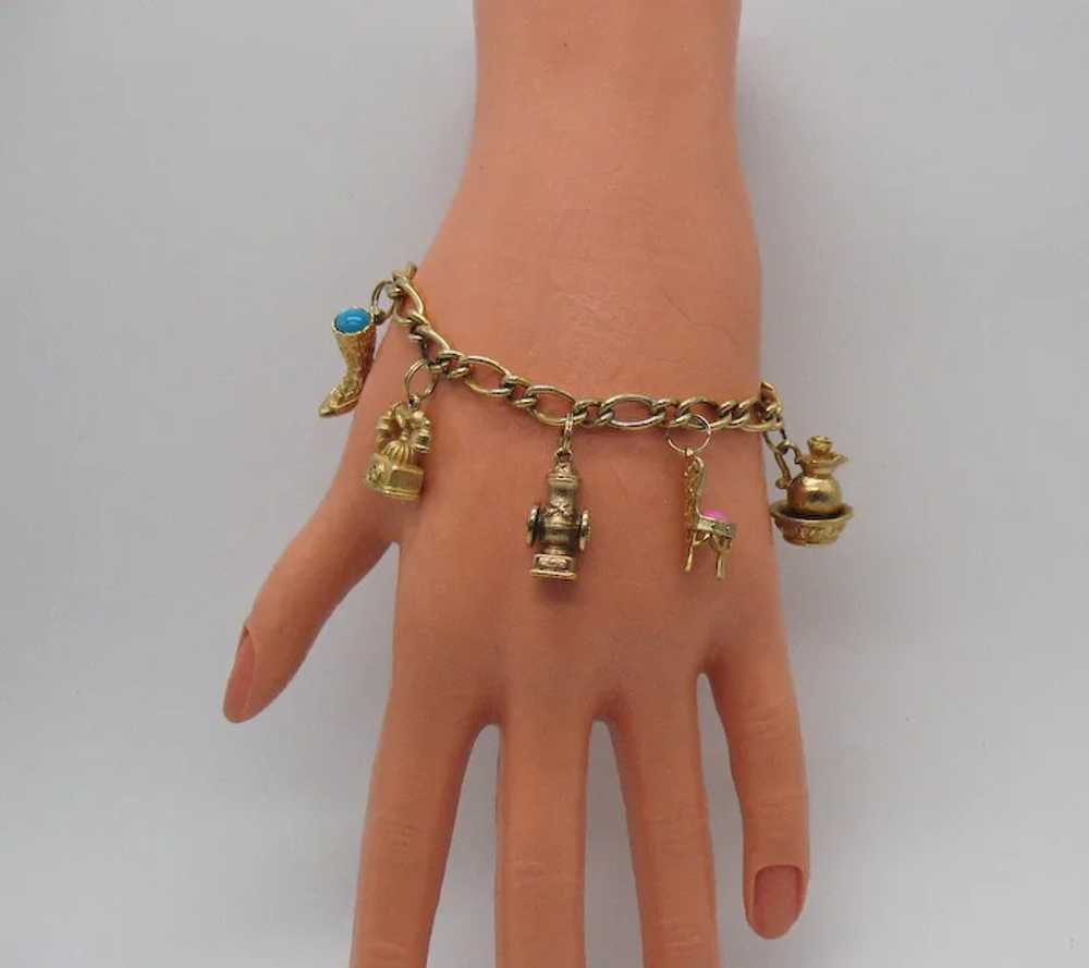 Unusual Signed Avon Vintage Six 3D Charm Bracelet - image 2