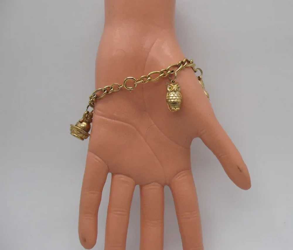 Unusual Signed Avon Vintage Six 3D Charm Bracelet - image 3