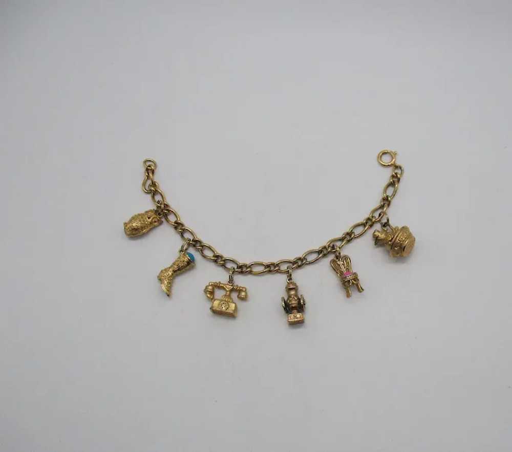 Unusual Signed Avon Vintage Six 3D Charm Bracelet - image 4