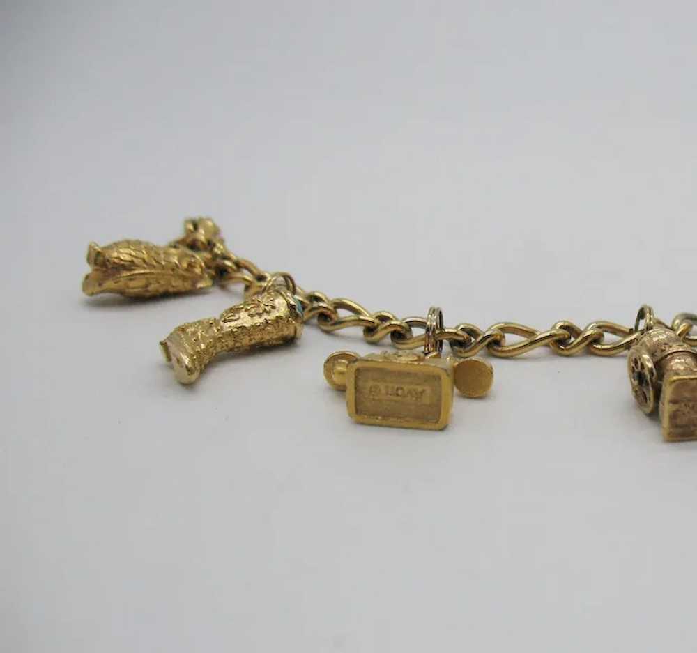 Unusual Signed Avon Vintage Six 3D Charm Bracelet - image 5