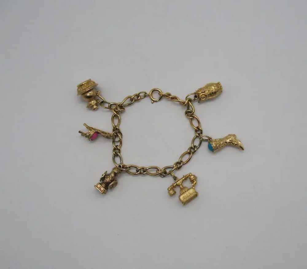 Unusual Signed Avon Vintage Six 3D Charm Bracelet - image 6