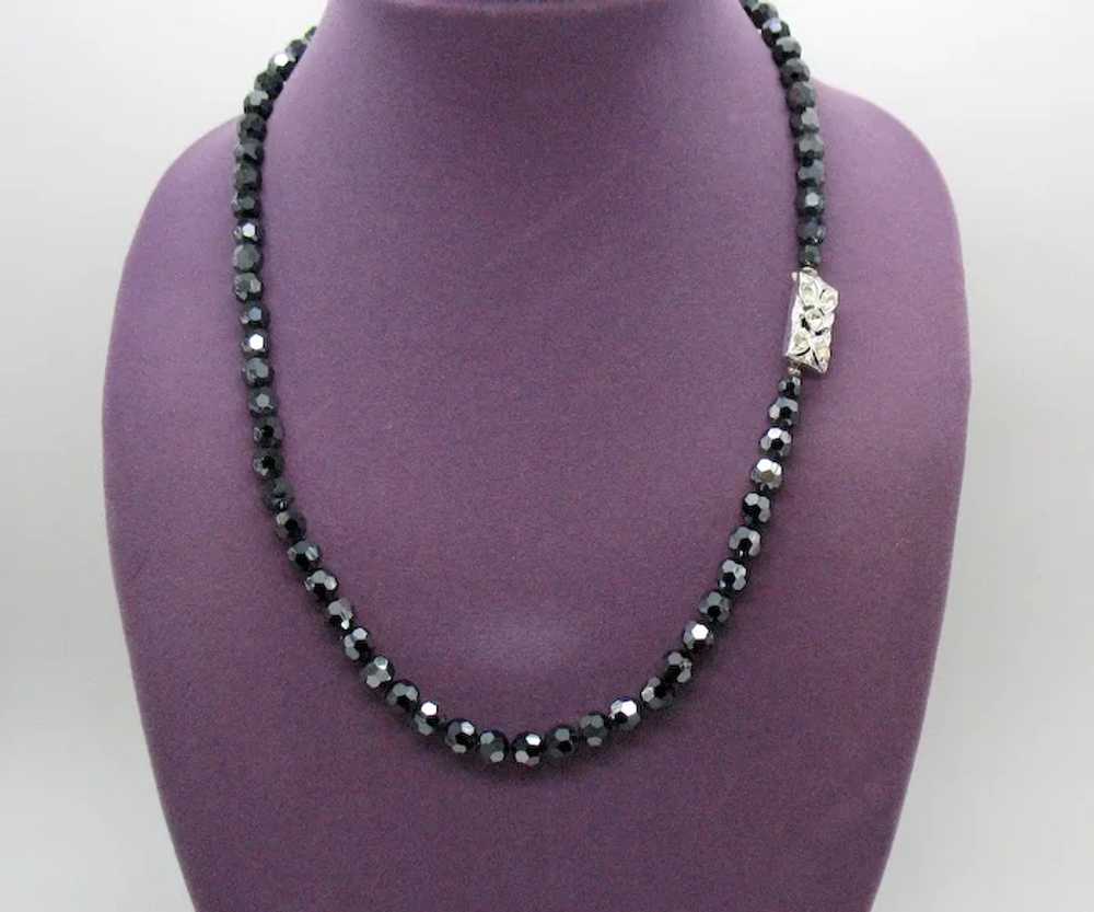 Gorgeous Sparkling Faceted Grey Glass Beaded Rhin… - image 2