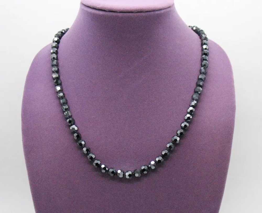 Gorgeous Sparkling Faceted Grey Glass Beaded Rhin… - image 3