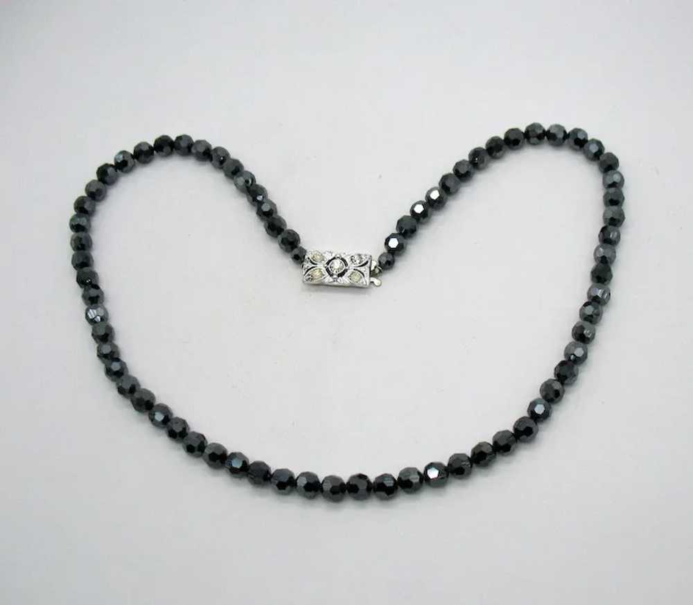 Gorgeous Sparkling Faceted Grey Glass Beaded Rhin… - image 4