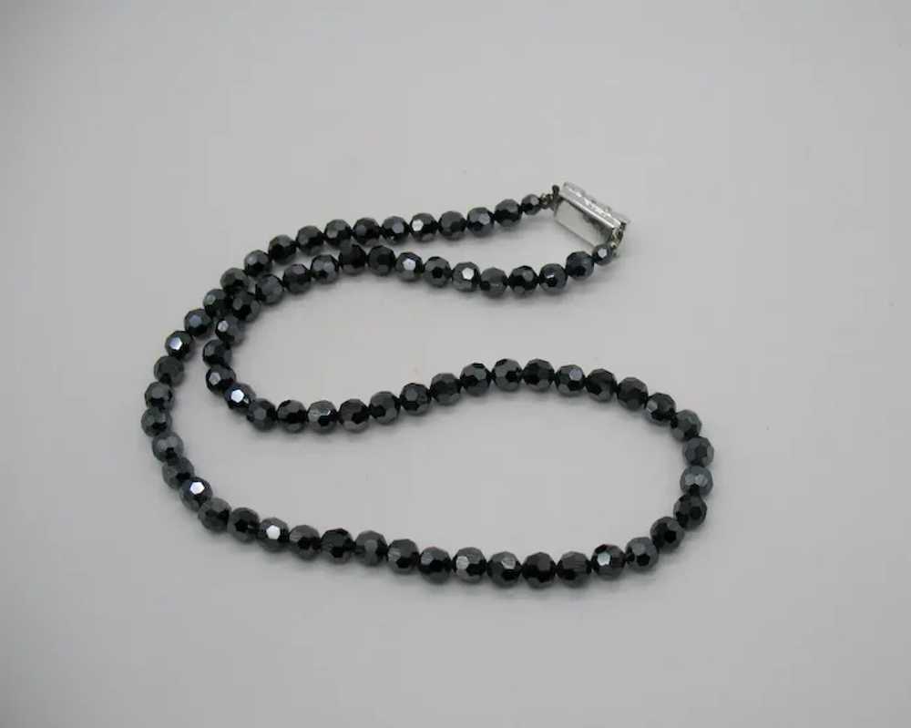 Gorgeous Sparkling Faceted Grey Glass Beaded Rhin… - image 6