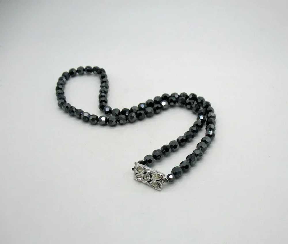 Gorgeous Sparkling Faceted Grey Glass Beaded Rhin… - image 7