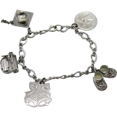 Vintage Sterling Silver 5 Charm 925 Charm Bracelet