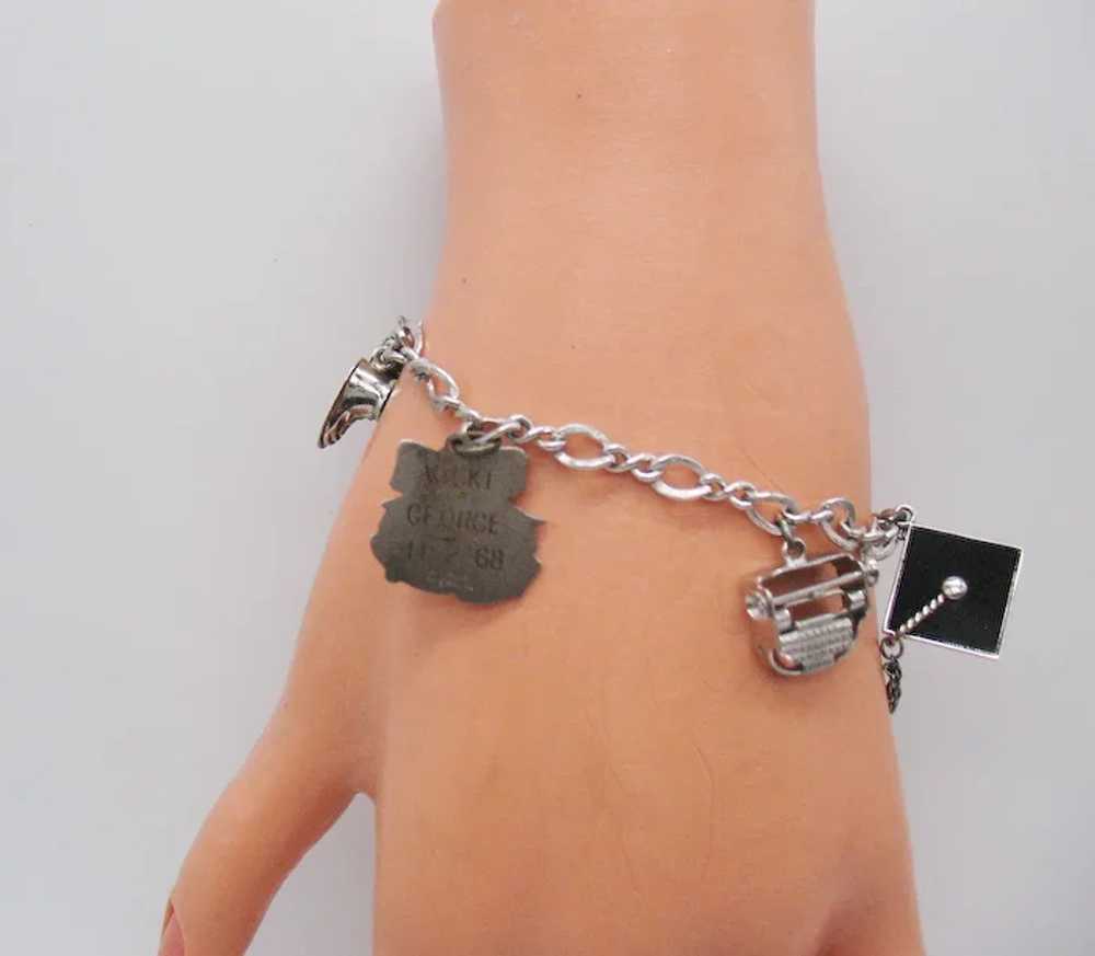 Vintage Sterling Silver 5 Charm 925 Charm Bracelet - image 2