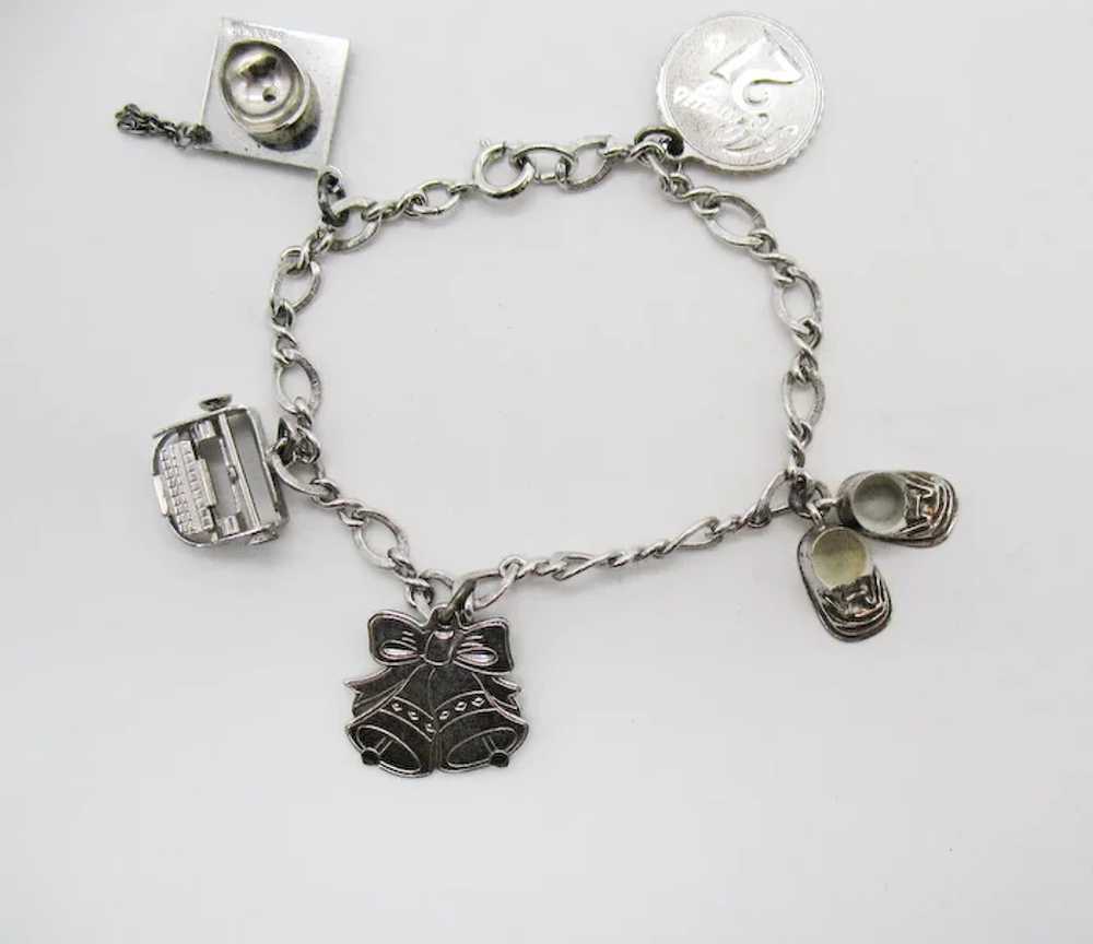 Vintage Sterling Silver 5 Charm 925 Charm Bracelet - image 4