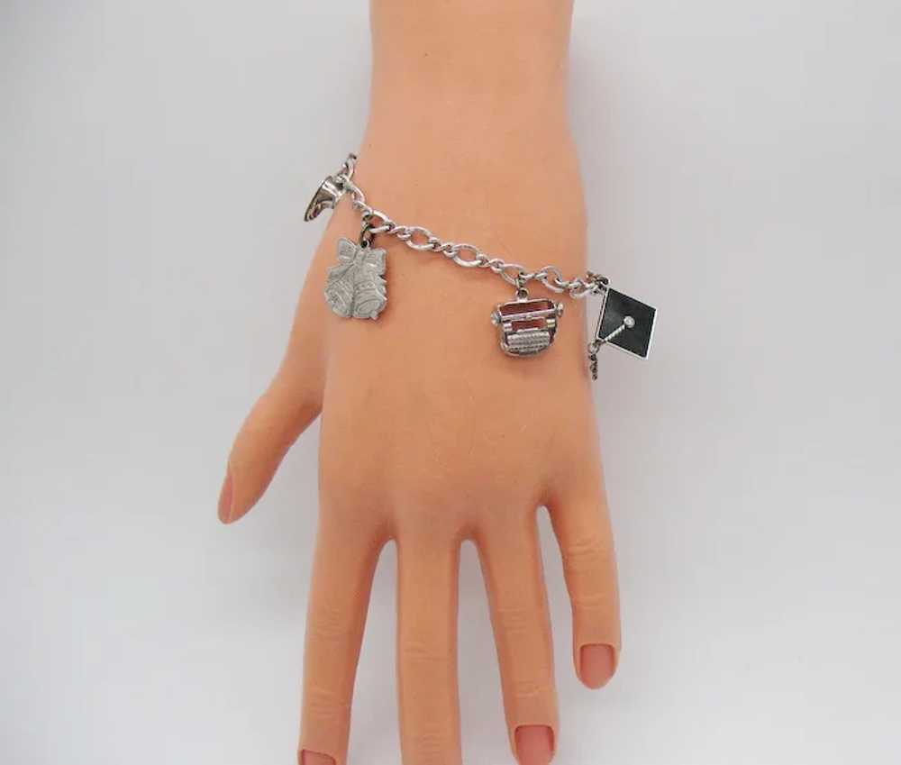 Vintage Sterling Silver 5 Charm 925 Charm Bracelet - image 5