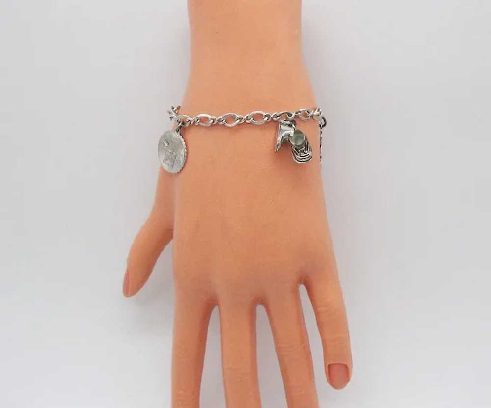 Vintage Sterling Silver 5 Charm 925 Charm Bracelet - image 6