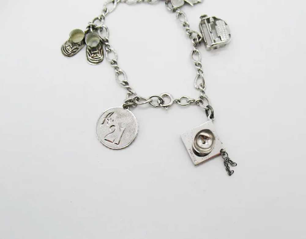 Vintage Sterling Silver 5 Charm 925 Charm Bracelet - image 7