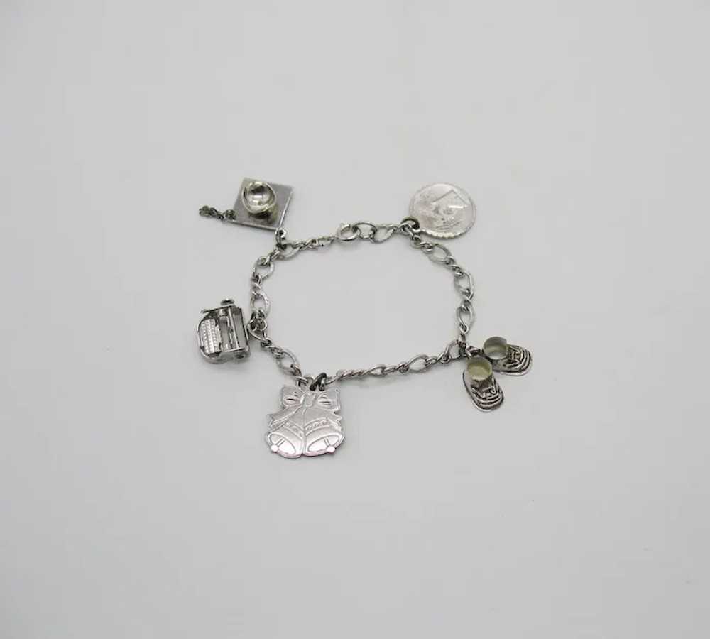 Vintage Sterling Silver 5 Charm 925 Charm Bracelet - image 8