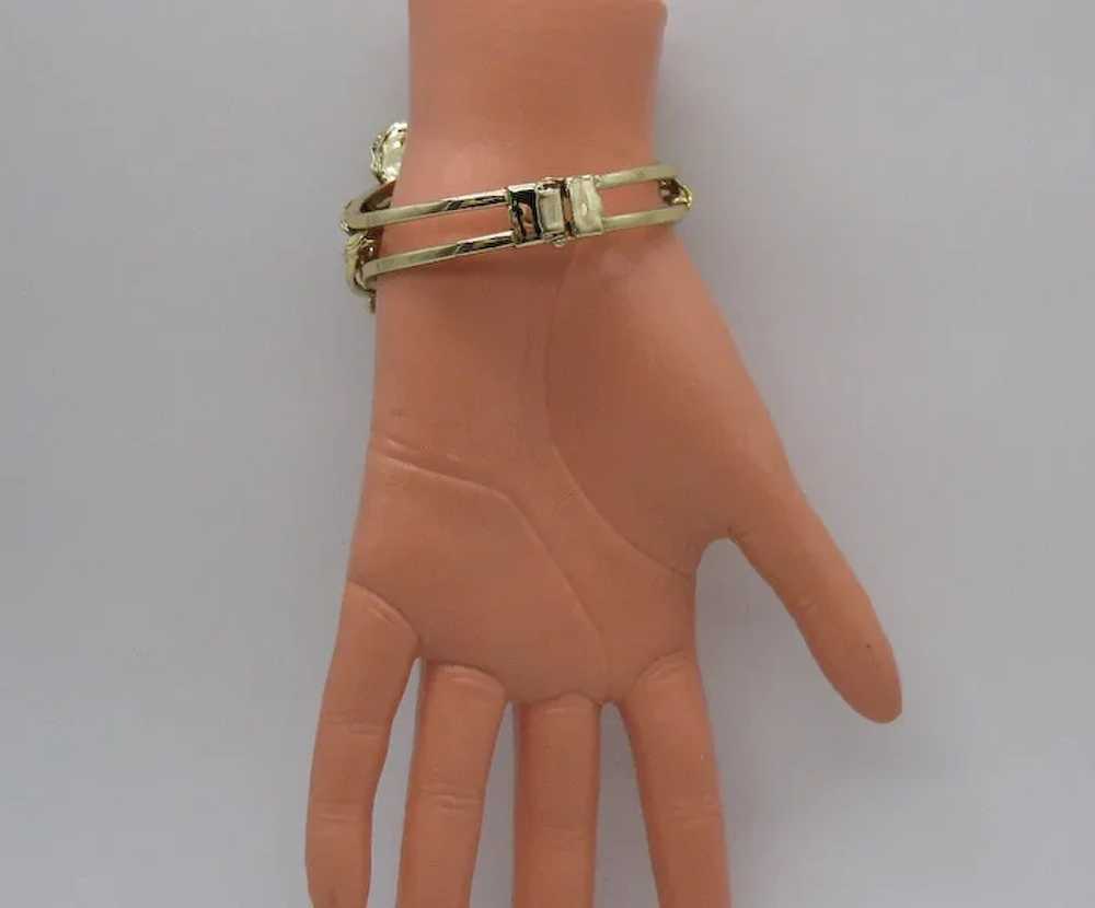 Unusual BOLD Vintage Golden Rose Clamper Bracelet… - image 4