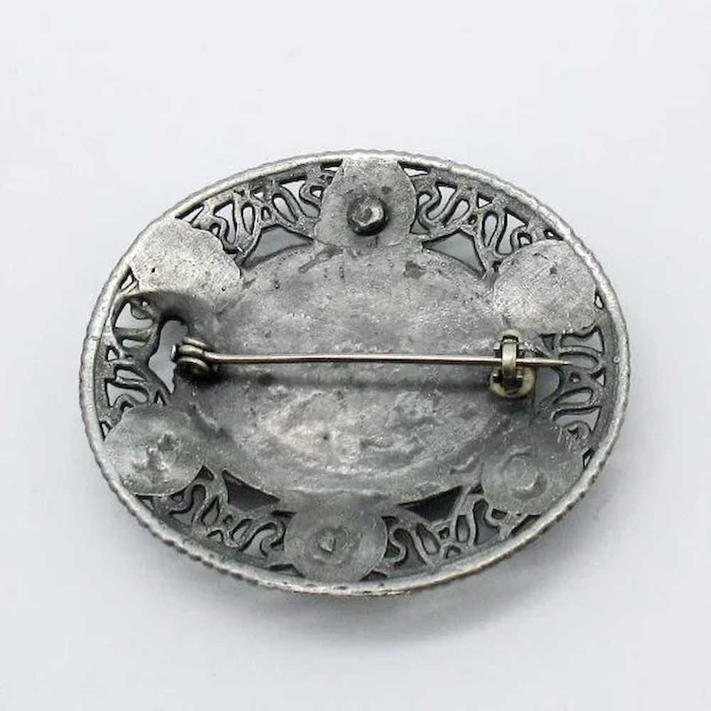 Vintage Victorian Revival Silver Metal Periwinkle… - image 4