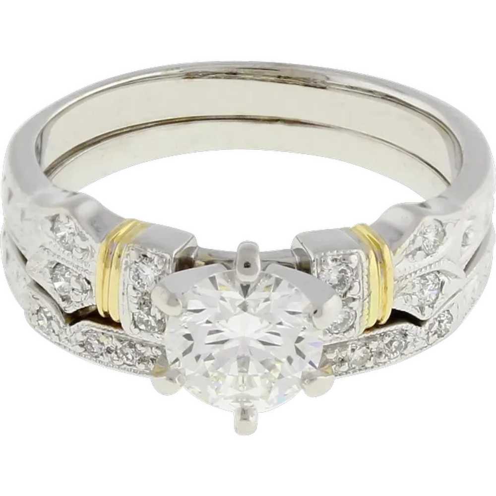 Estate Diamond Solitaire Accent Engagement Ring S… - image 1