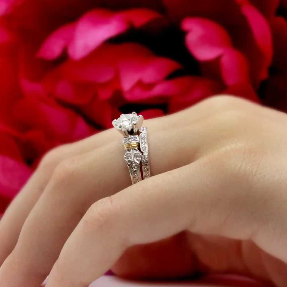 Estate Diamond Solitaire Accent Engagement Ring S… - image 7
