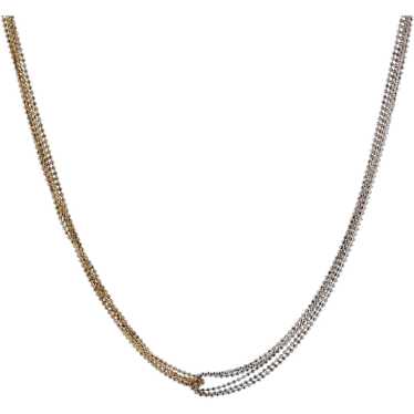 6-Strand Ball Bead Chain Necklace 14K Two-Tone Go… - image 1