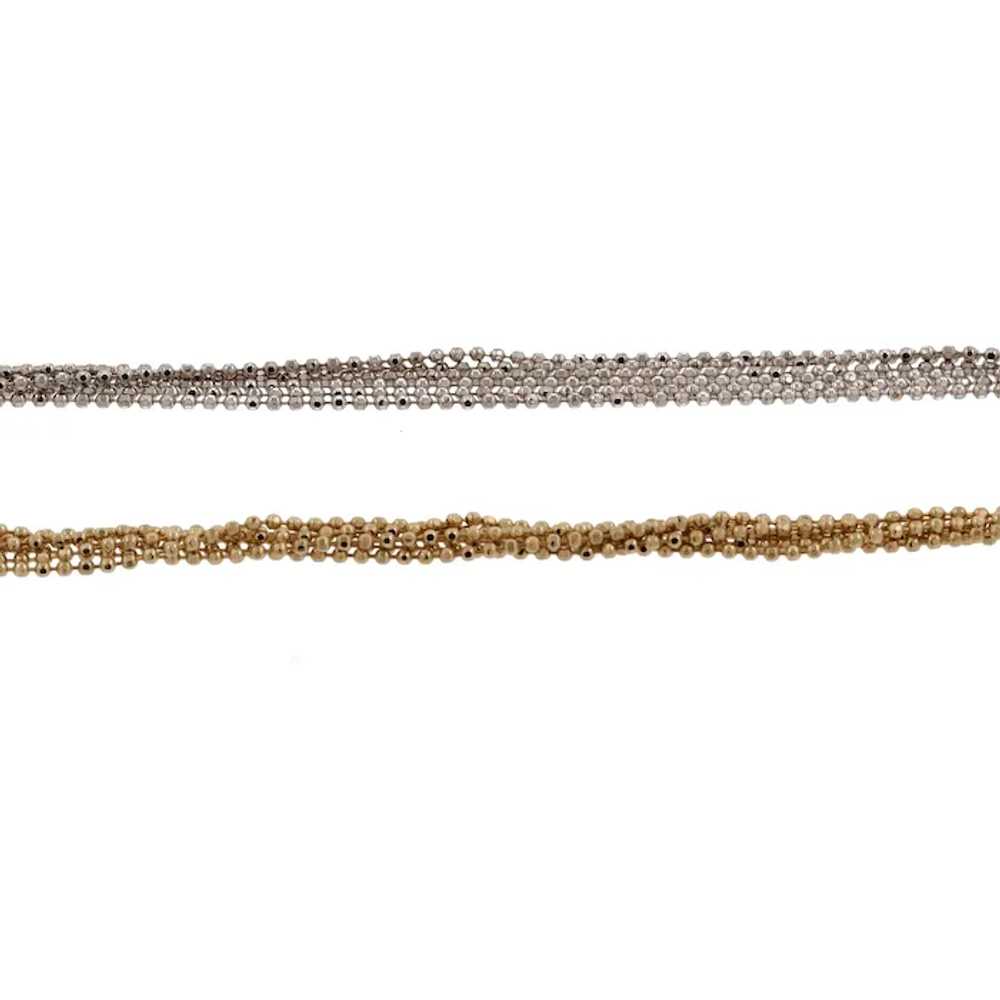 6-Strand Ball Bead Chain Necklace 14K Two-Tone Go… - image 5