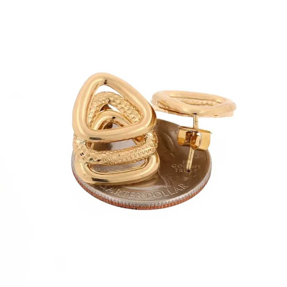 18K Yellow Gold 3-Layered Triangle Drop Earrings … - image 4
