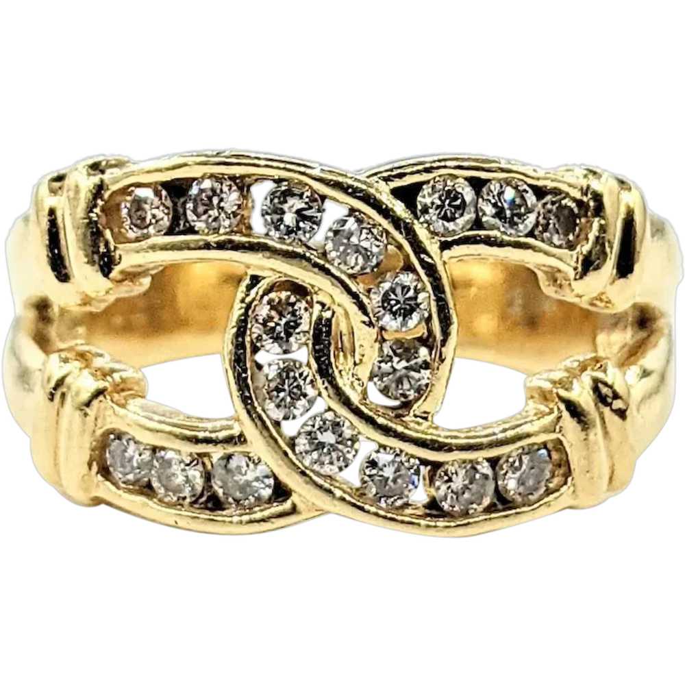 Stylish Diamond & 18K Gold Interlocking Fashion R… - image 1