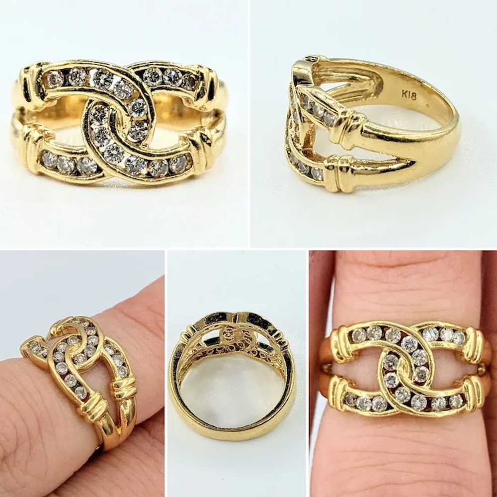 Stylish Diamond & 18K Gold Interlocking Fashion R… - image 2