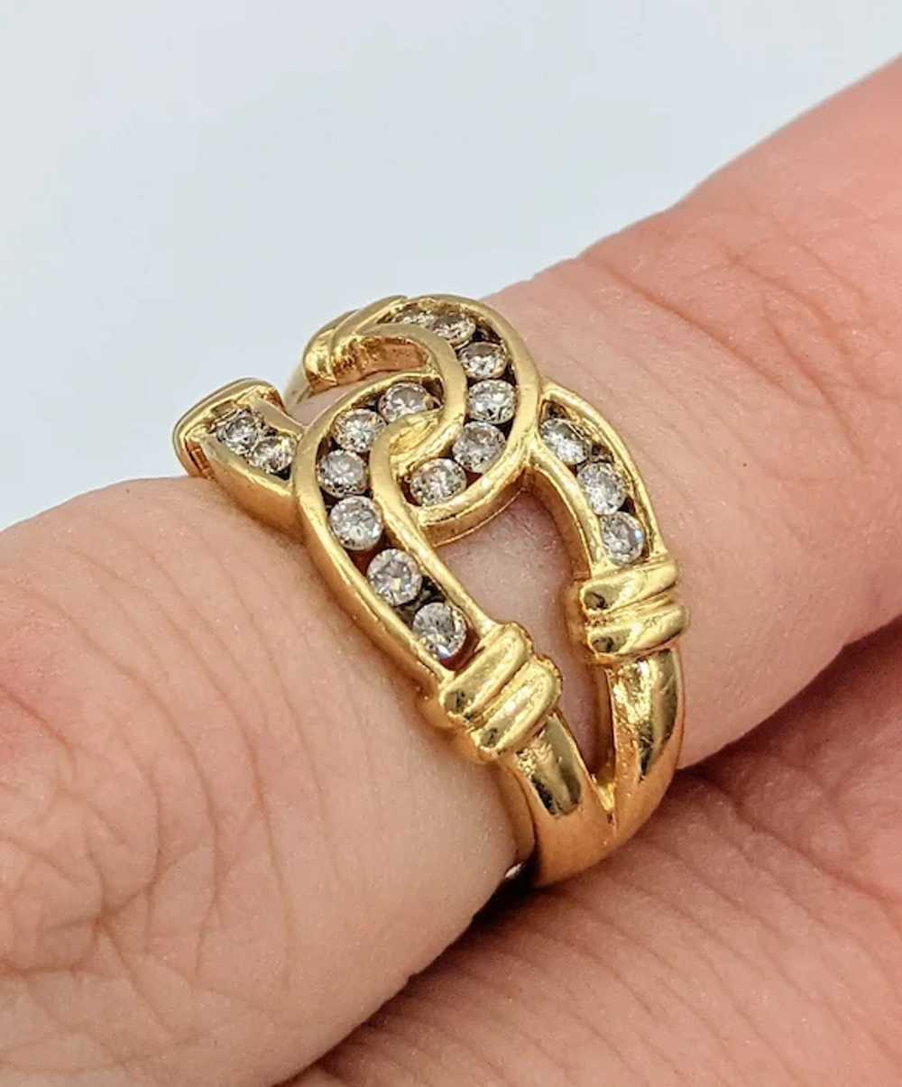 Stylish Diamond & 18K Gold Interlocking Fashion R… - image 4
