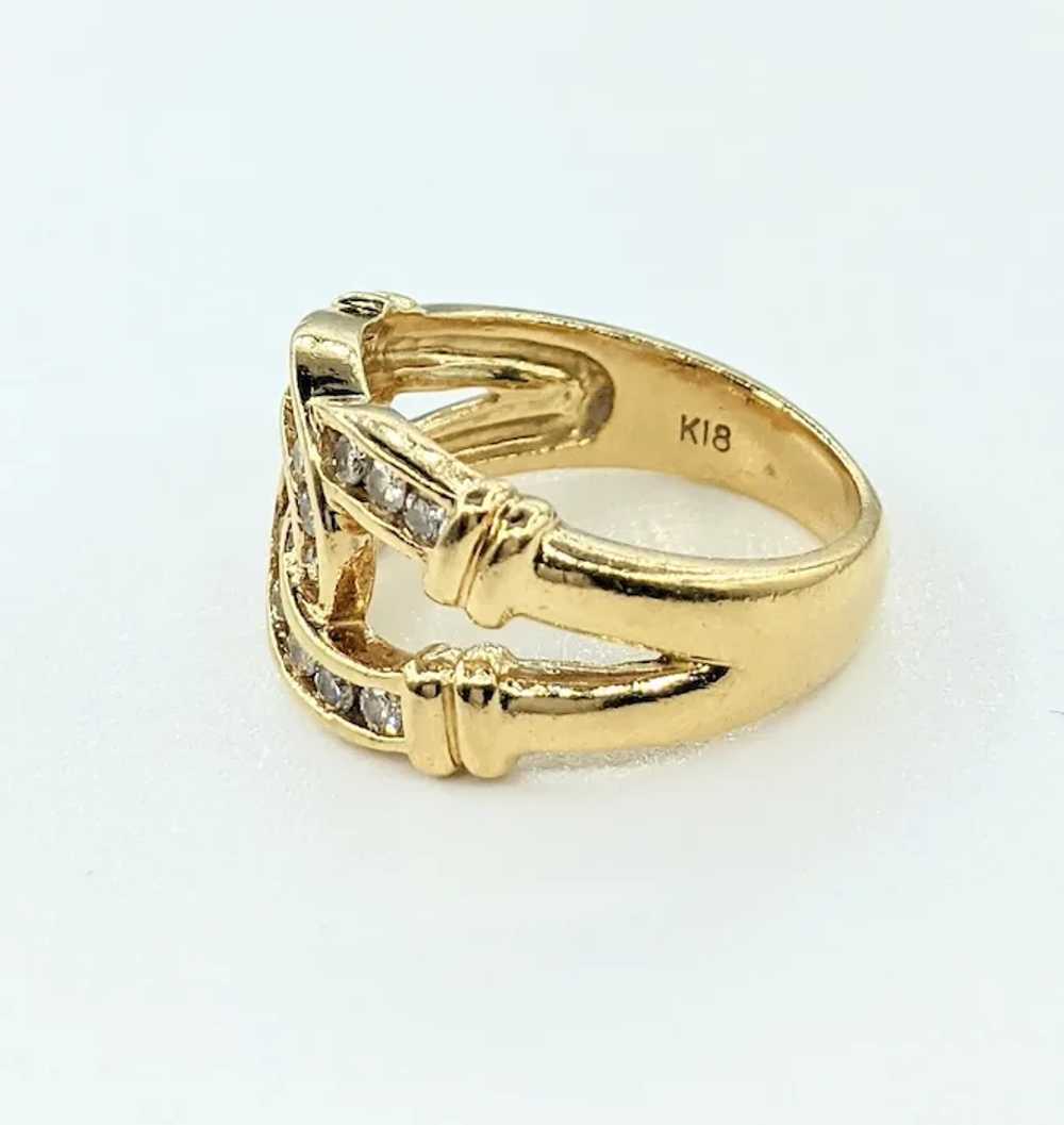 Stylish Diamond & 18K Gold Interlocking Fashion R… - image 5