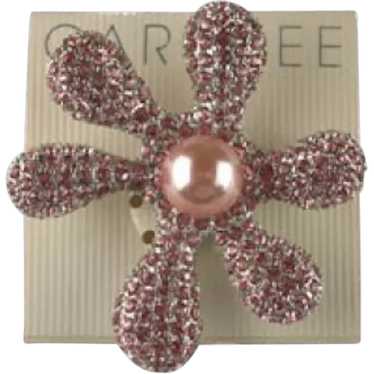 Carolee Vintage Pink Pave Crystals Flower Brooch
