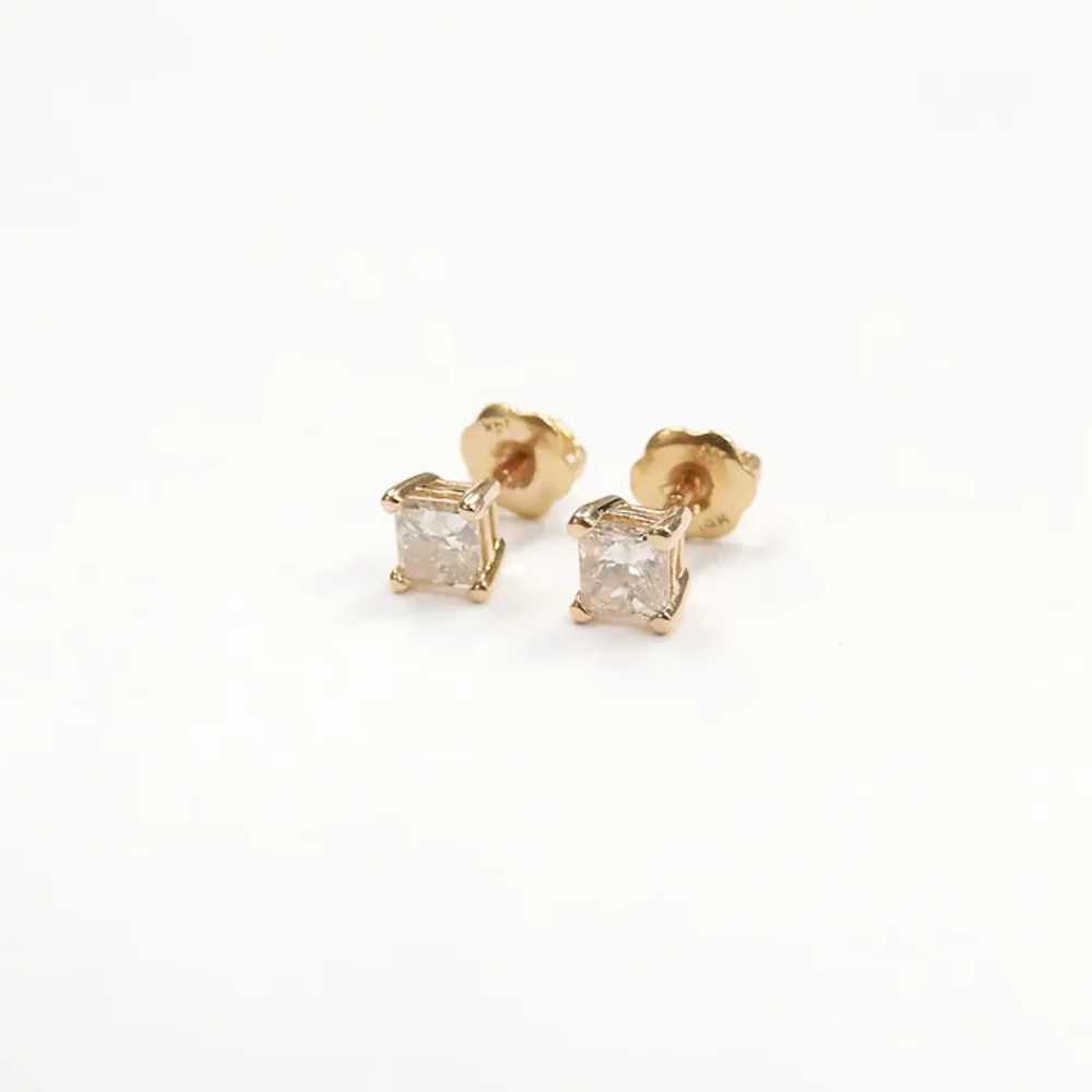 Princess Cut Diamond .46 ctw Stud Earrings 14k Ye… - image 3