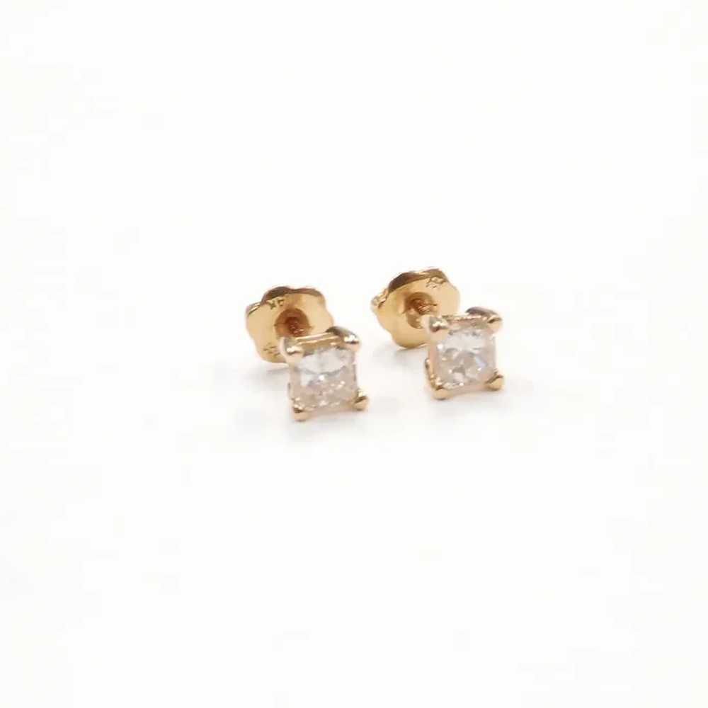 Princess Cut Diamond .46 ctw Stud Earrings 14k Ye… - image 4