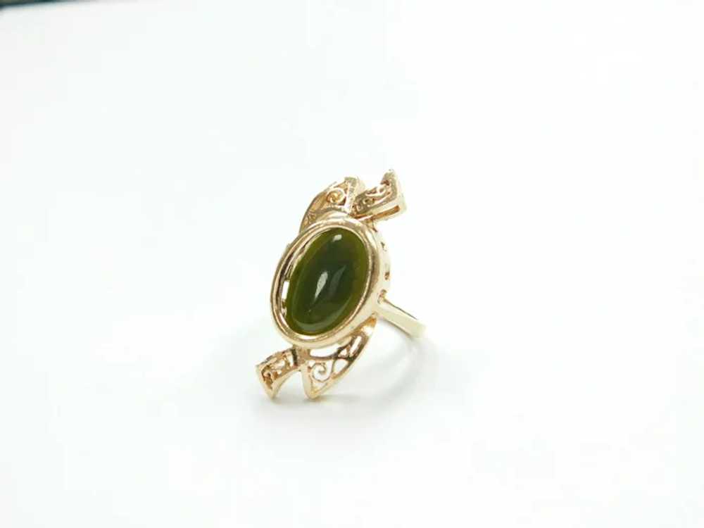 Jade 2.46 Carat Filigree Bypass Ring 14k Gold - image 2