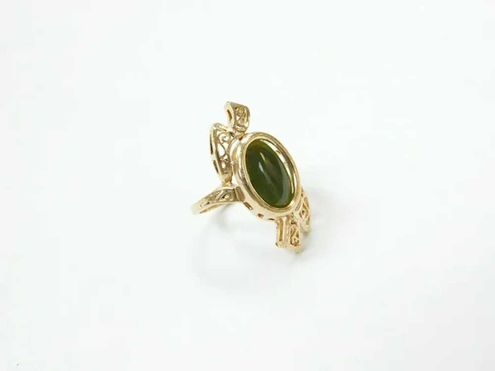 Jade 2.46 Carat Filigree Bypass Ring 14k Gold - image 3