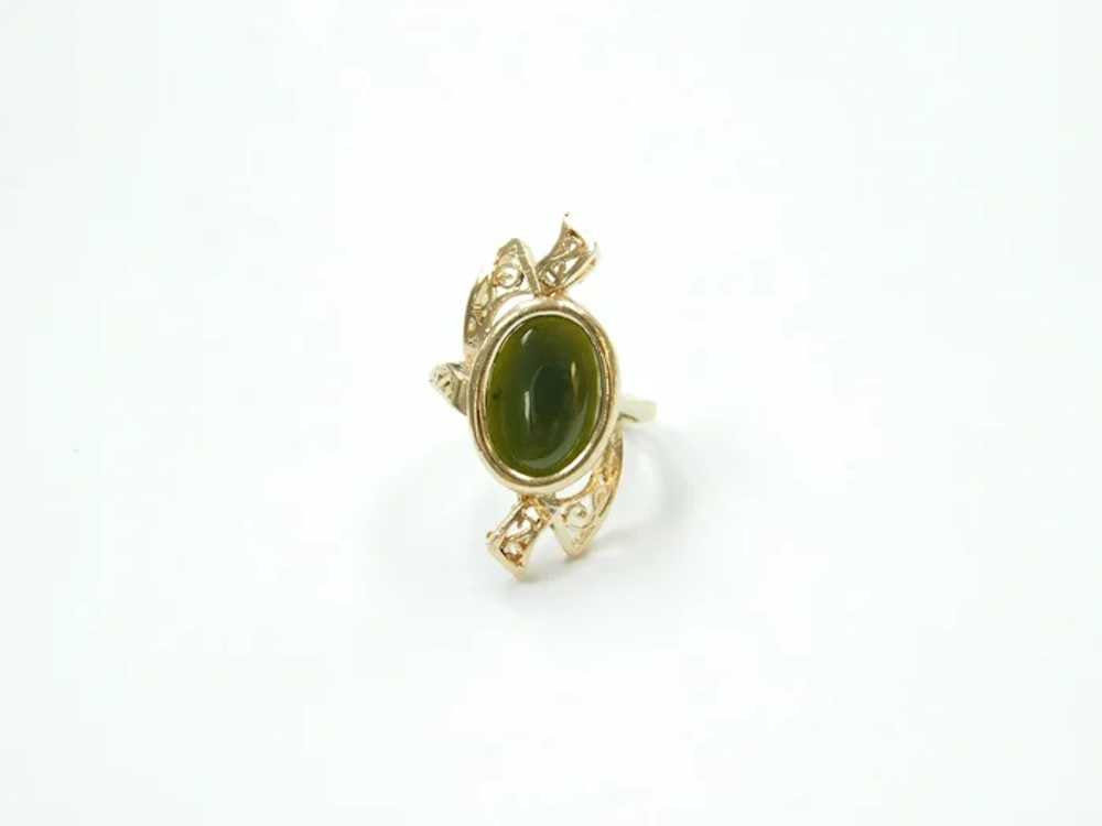 Jade 2.46 Carat Filigree Bypass Ring 14k Gold - image 4