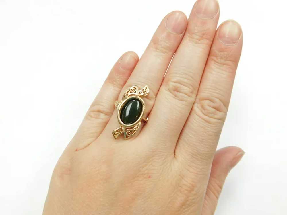 Jade 2.46 Carat Filigree Bypass Ring 14k Gold - image 7