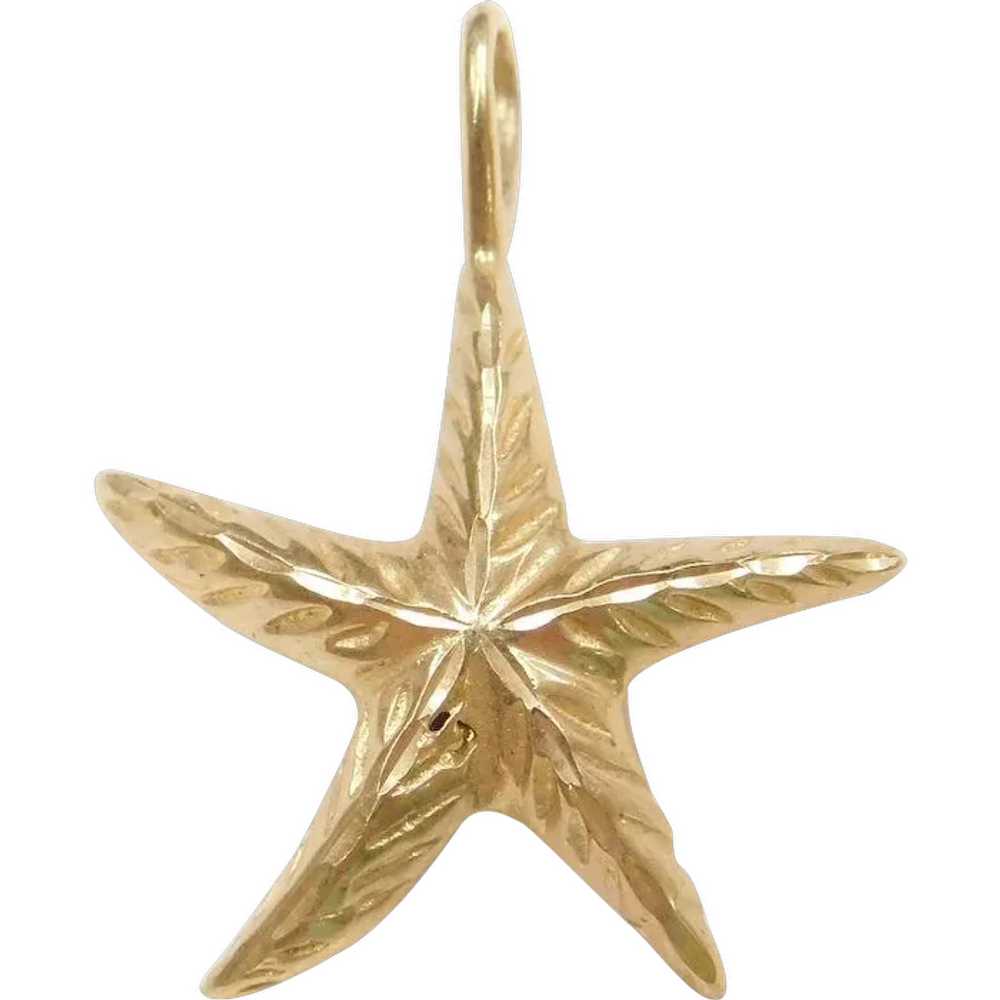 14k Gold Starfish Charm / Pendant - image 1