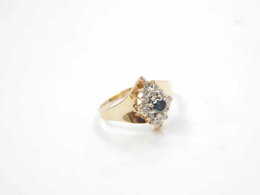 Blue and White Diamond .42 ctw Ring 14k Gold Two-… - image 2