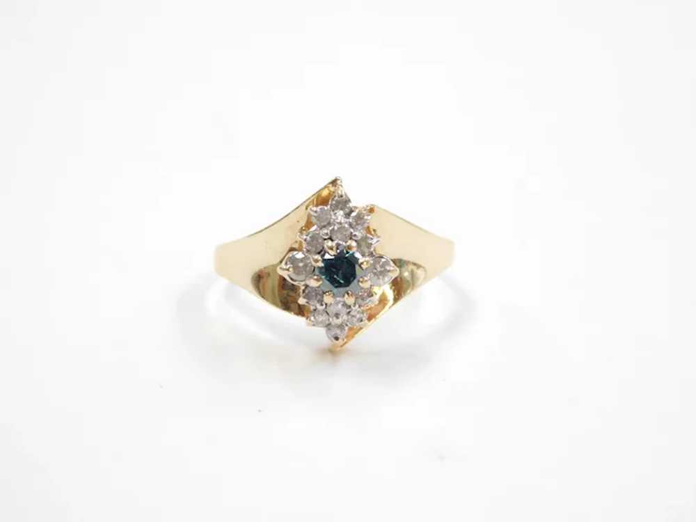 Blue and White Diamond .42 ctw Ring 14k Gold Two-… - image 4