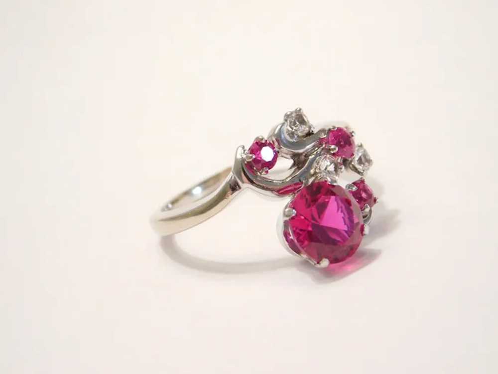 Vintage Created Ruby and White Spinel 2.15 ctw Ri… - image 2
