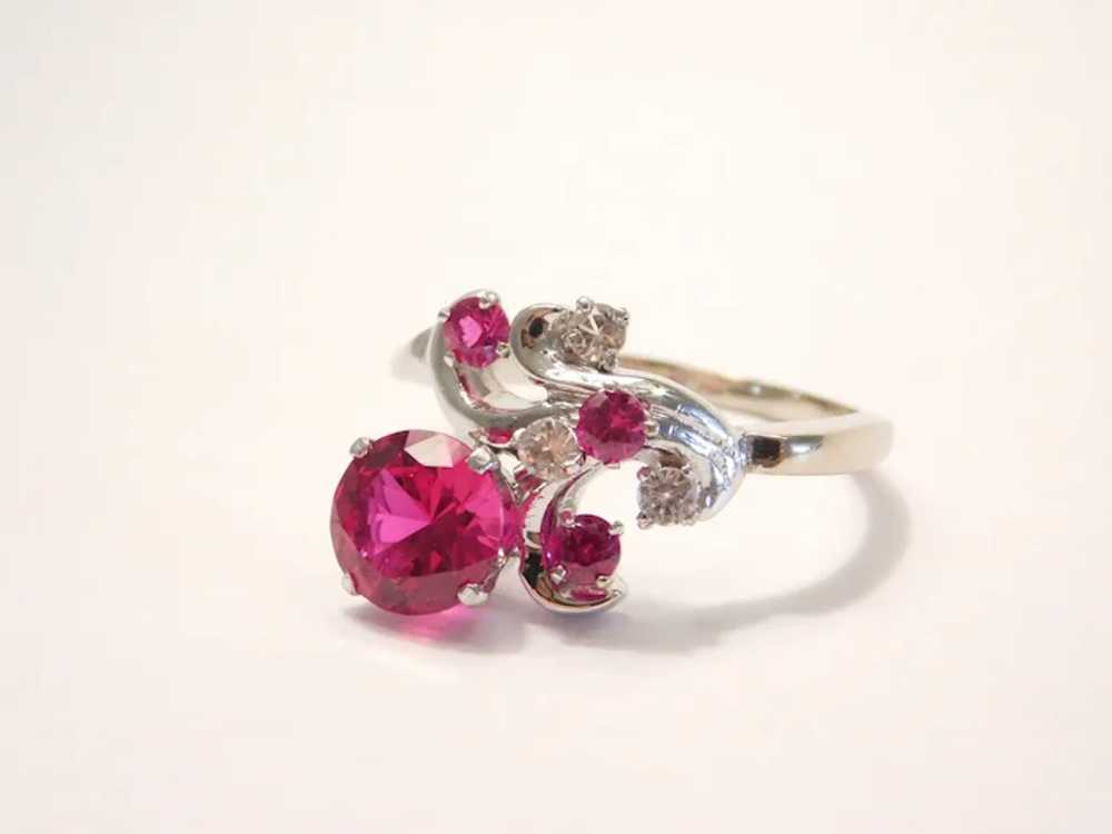 Vintage Created Ruby and White Spinel 2.15 ctw Ri… - image 3