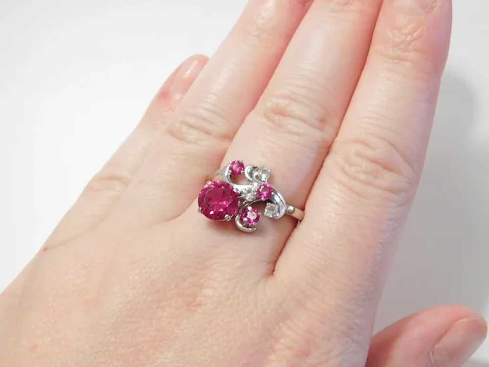 Vintage Created Ruby and White Spinel 2.15 ctw Ri… - image 7