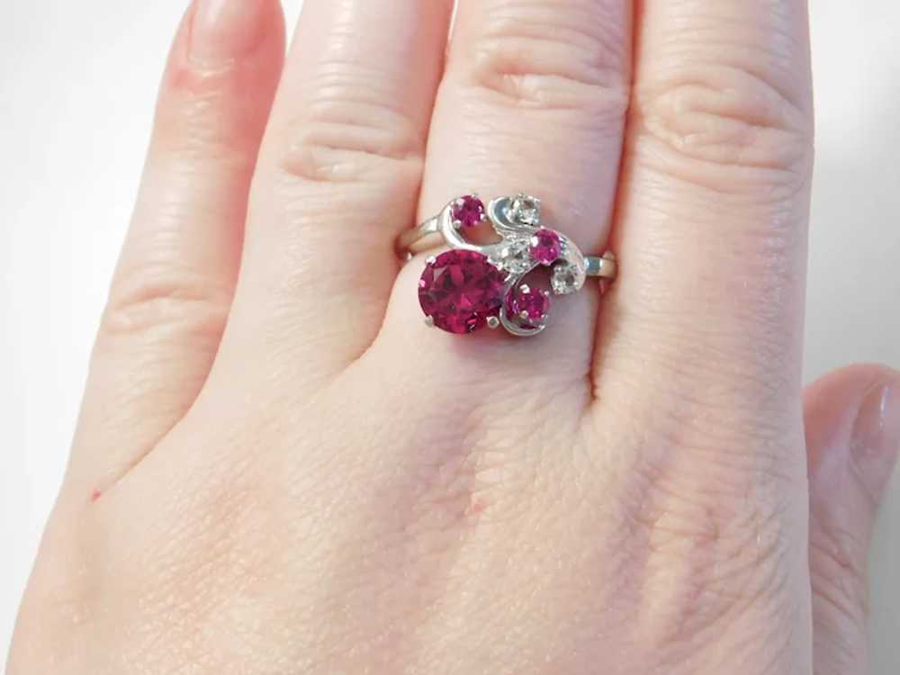 Vintage Created Ruby and White Spinel 2.15 ctw Ri… - image 8