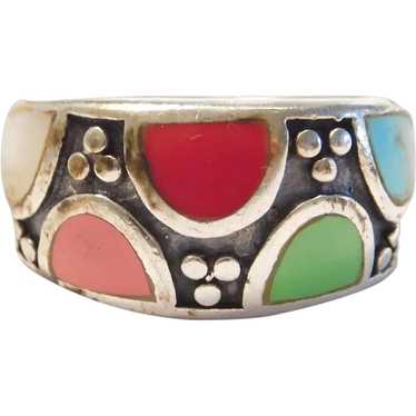 Colorful Gemstone Ring Sterling Silver