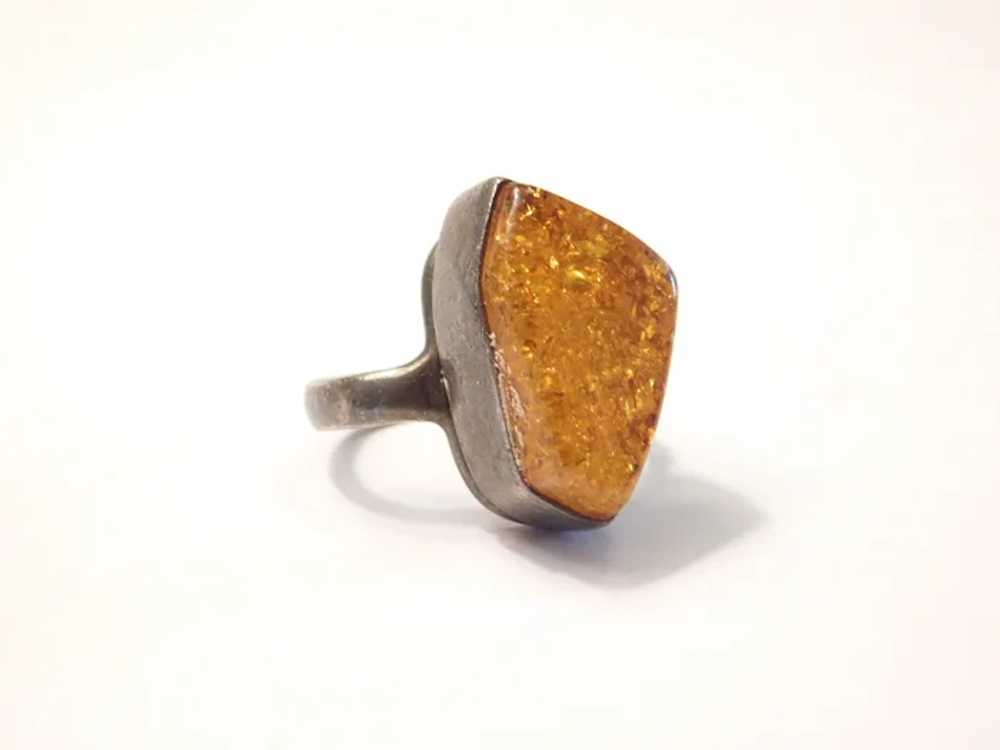 Vintage Baltic Honey Amber Ring Sterling Silver - image 3