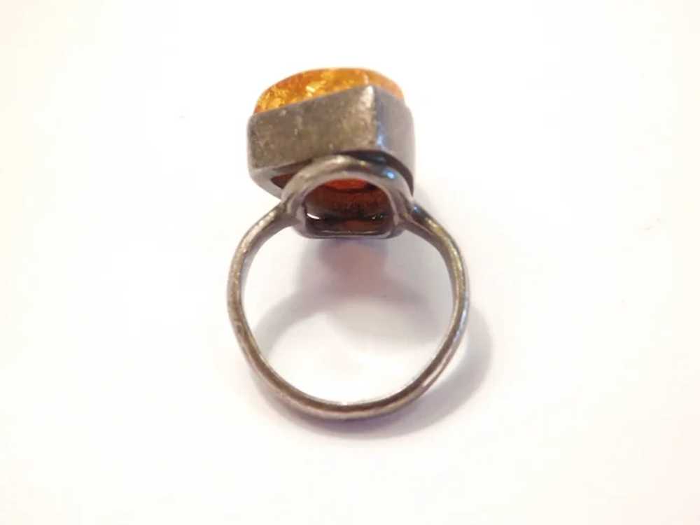 Vintage Baltic Honey Amber Ring Sterling Silver - image 6