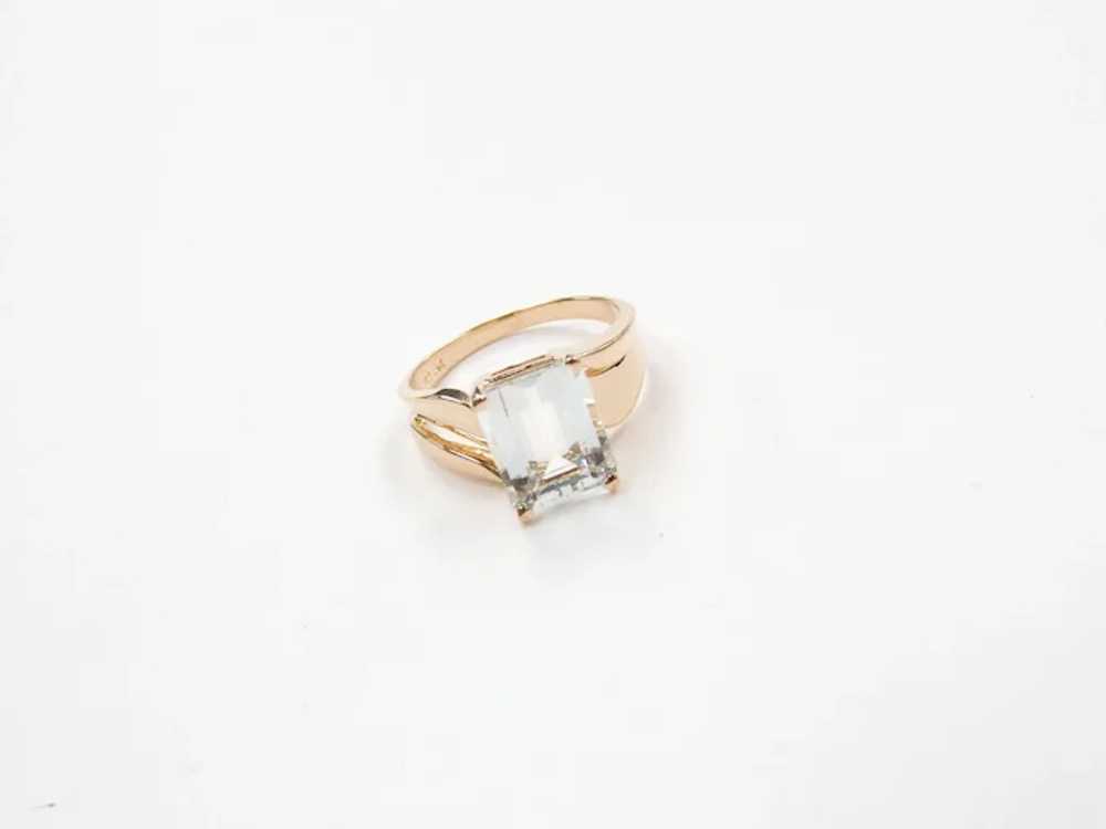 Aquamarine 3.10 Carat Solitaire Ring 14k Yellow G… - image 2