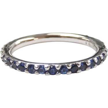 Sapphire .66 ctw Eternity Band Ring 14k White Gol… - image 1