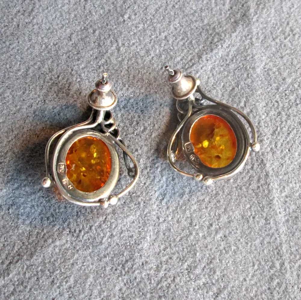 Sterling Silver Pierced Post Earrings with Caboch… - image 4