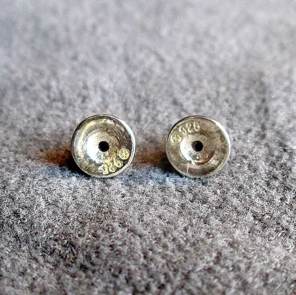 Sterling Silver Pierced Post Earrings with Caboch… - image 5