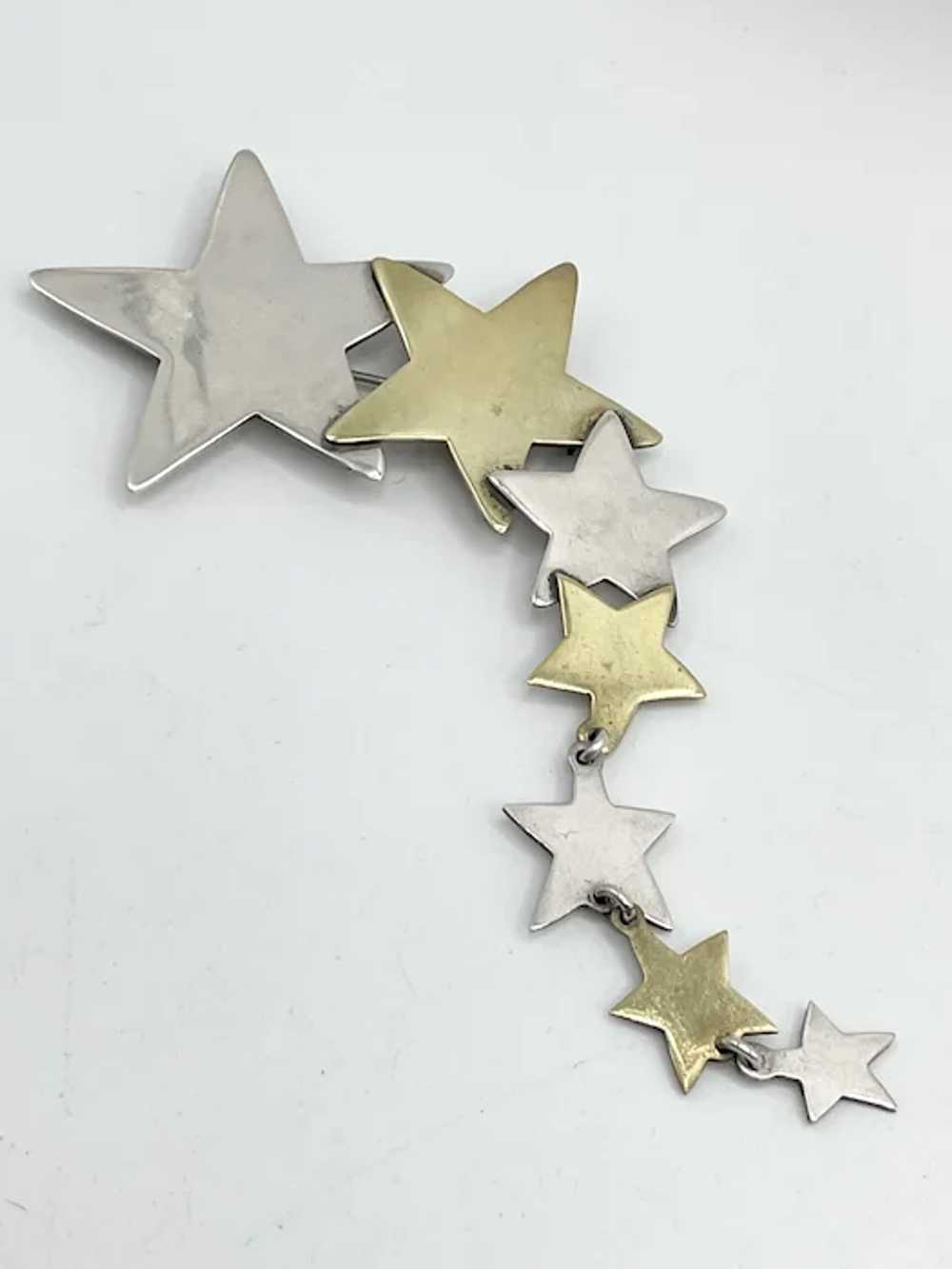 Vintage Sterling Silver Mexico 925 Star Brooch Pin - image 3